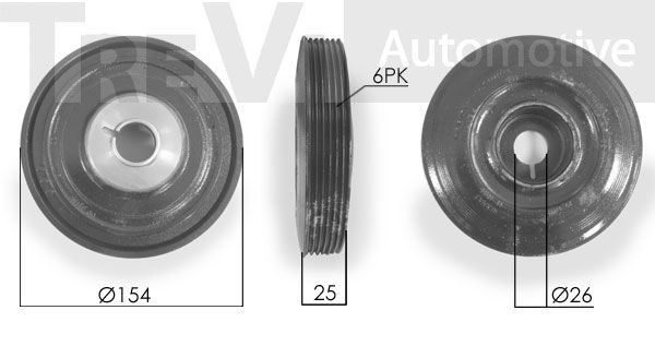 TREVI AUTOMOTIVE Ременный шкив, коленчатый вал PC1061